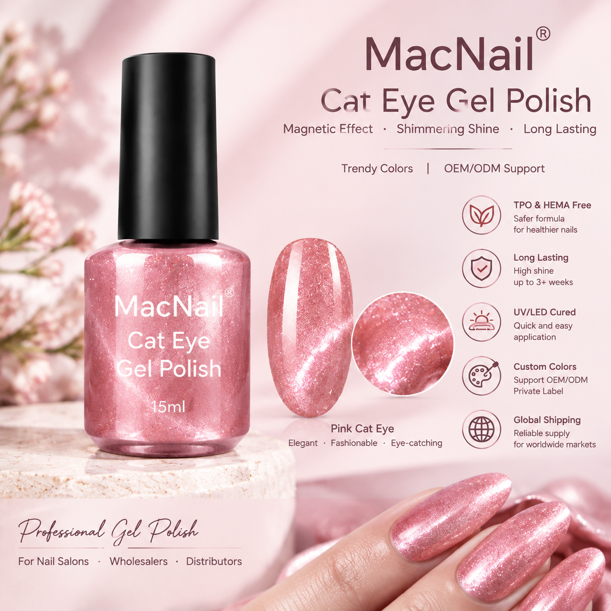 Cat Eye Gel Polish Color Effect